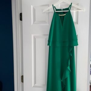 Emerald green dress.